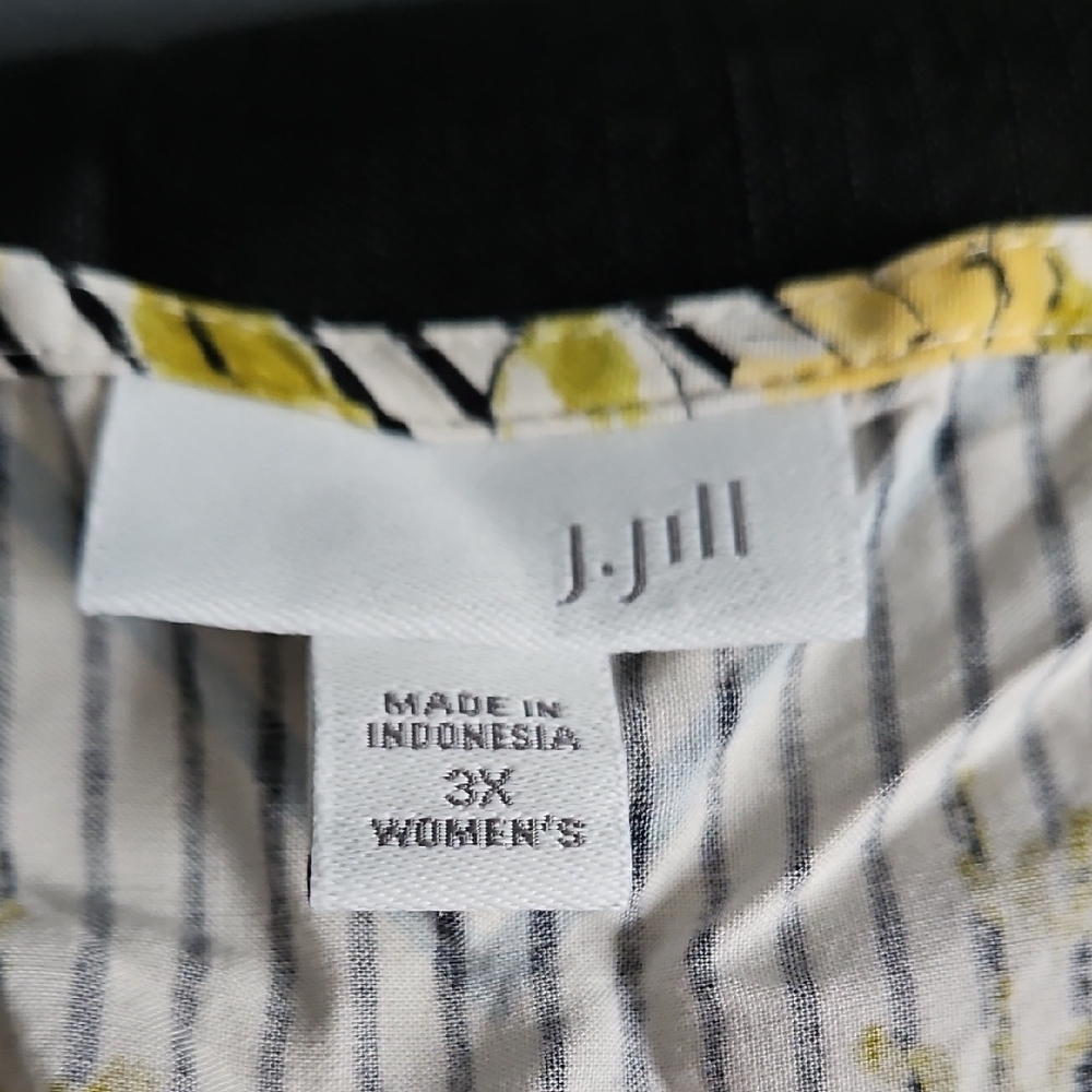 J. Jill Black and White Striped Midi Dress with Floral Accents - Picture 3 of 16
